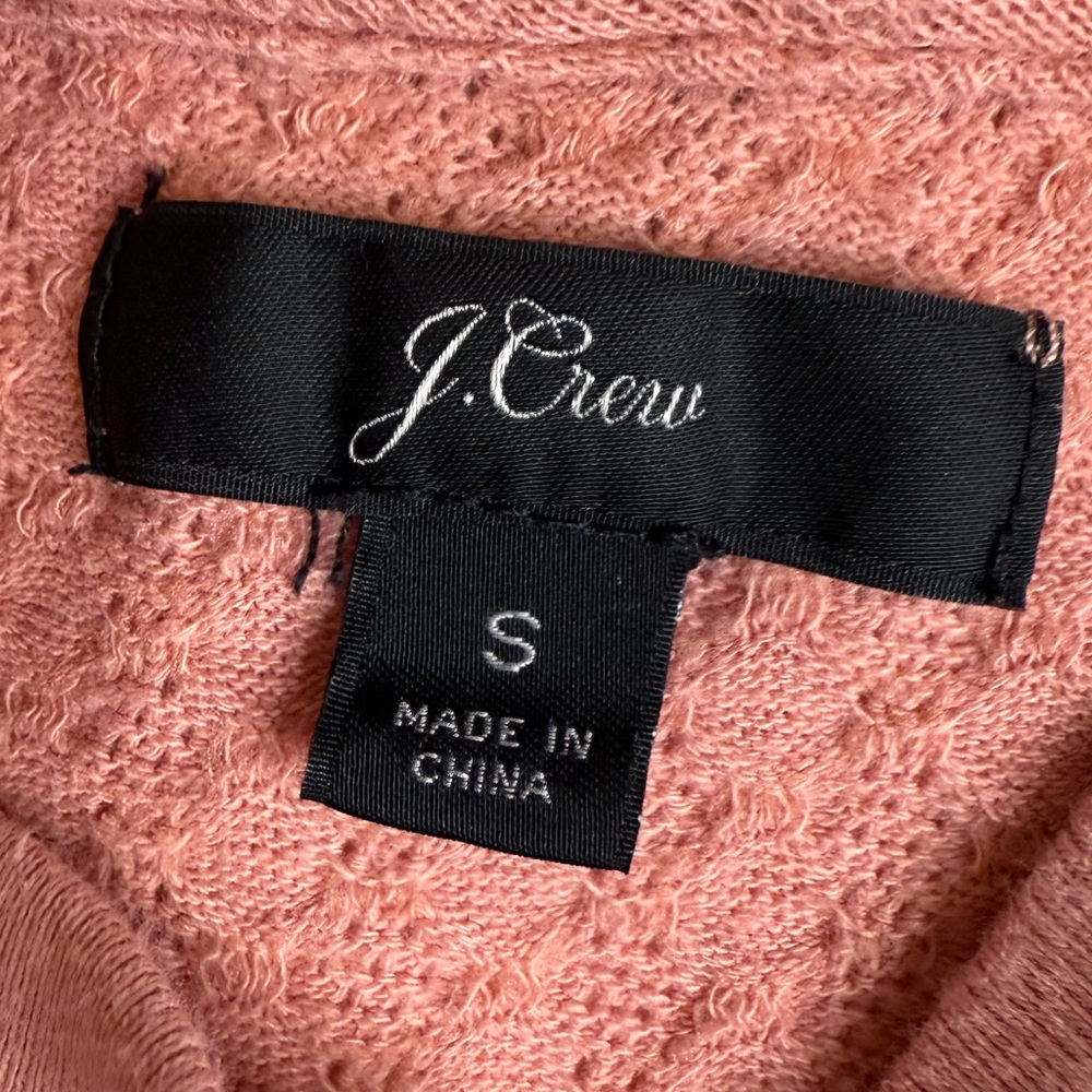 J.Crew Textured Mock Neck Waffle Knit Top Small Pink Blush Cotton Blend Pullover - Picture 6 of 11
